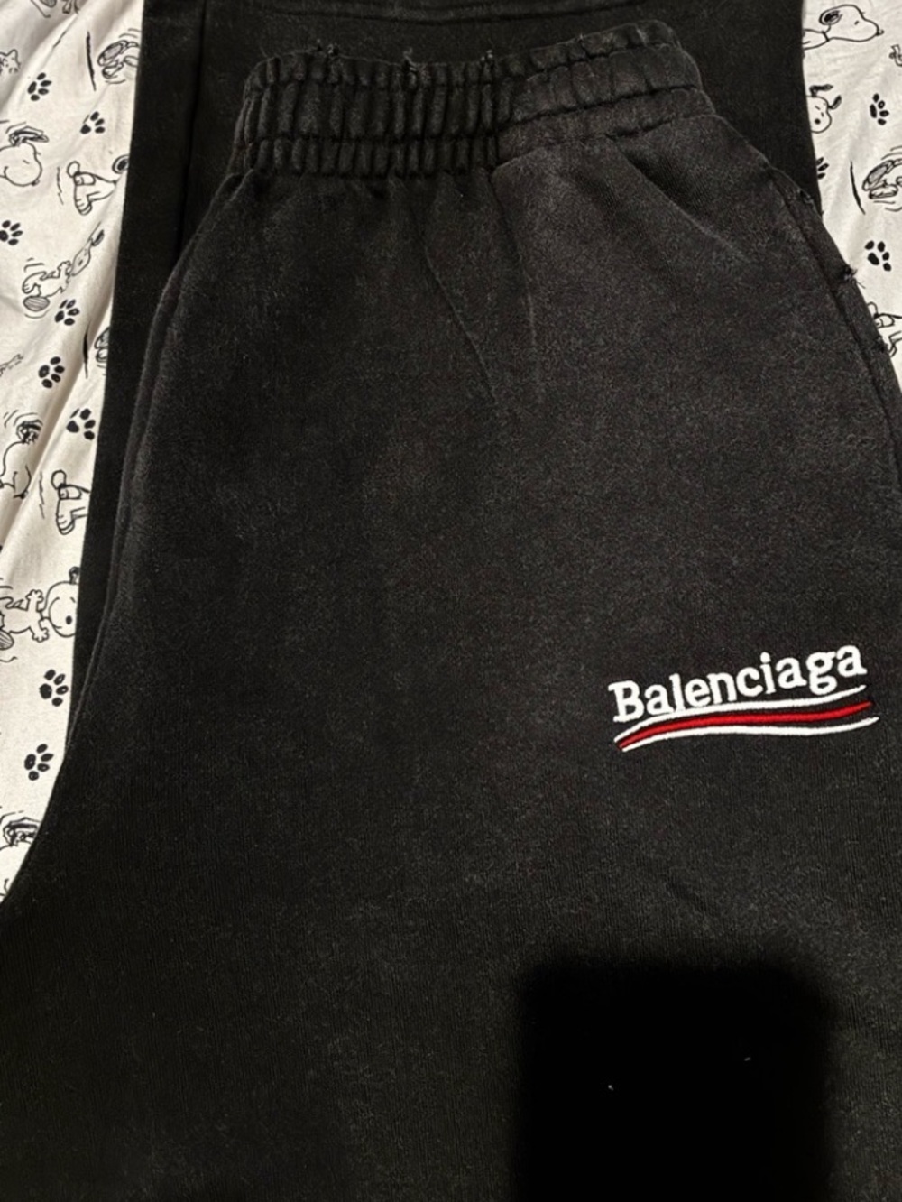 Balenciaga Gray Sweatshirt with White and Red Logo Waves